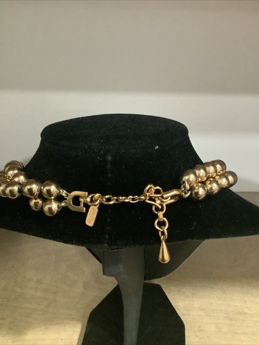 MONET Necklace Gold Tone Beaded Vintage Choker Double Strand 14” with extender - Picture 3 of 5