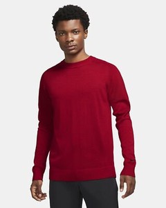 Nike Men Tiger Woods TW Knit Golf Pullover Sweater CU9782-687 Red Black XXL