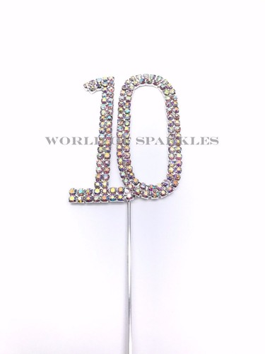 Diamante Estrás AB Aurora Plata Pastel Topper Elige Cumpleaños Aniversario 6 cm - Imagen 5 de 34