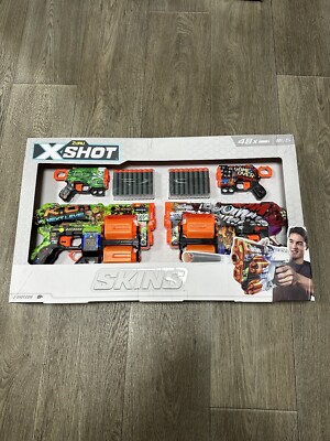 Zuru X-Shot Skins Mix Combo Pack - 4er Set Waffen + 48 Darts Air Pocket Tech Alter 8+