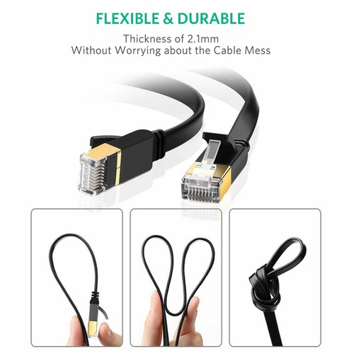 CAT 7 RJ45 10Gbps Ethernet Network Lan Cable Flat Shielded Patch Lead 5M TO 30M - Picture 5 of 14
