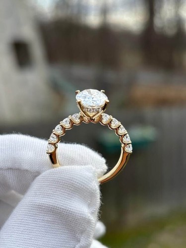 3 ct Oval Lab Grown Diamond Engagement Ring 14K Yellow Gold IGI Certified - Picture 4 of 12