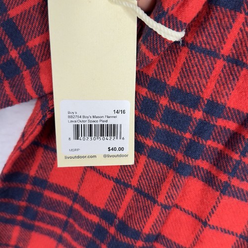 LIV OUTDOOR Boy's Mason Flannel Lava/Outer Space Plaid Shirt Size 14/16 Red NWT - Picture 14 of 19