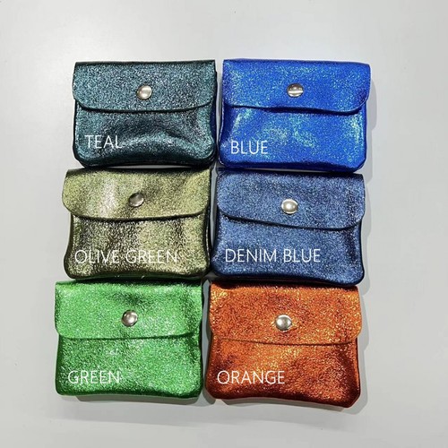 Ladies Girls Leather Coin and Card Holder Small Plain and Metallic Purse Button - Picture 14 of 48