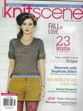 Knit Scene Magazine Stripes Duplicate Stitch Multicolor Yarn Guide Retro Femme .
