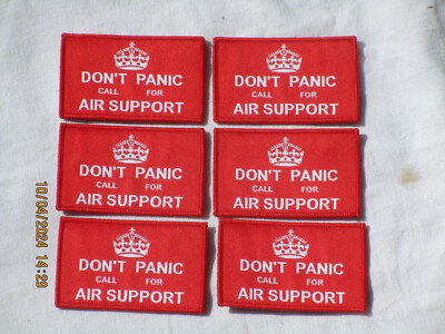 6x DONT PANIC CALL FOR AIR SUPPORT,Unit ID Morale Patch,Klett ,Abzeichen,rot