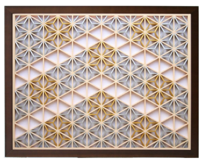 Shoji-style KUMIKO Wood panel Gold and silver Japanese