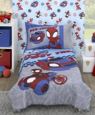 New Disney Junior Spiderman Spidey Amazing Friends 4pc Toddler Bedding Set