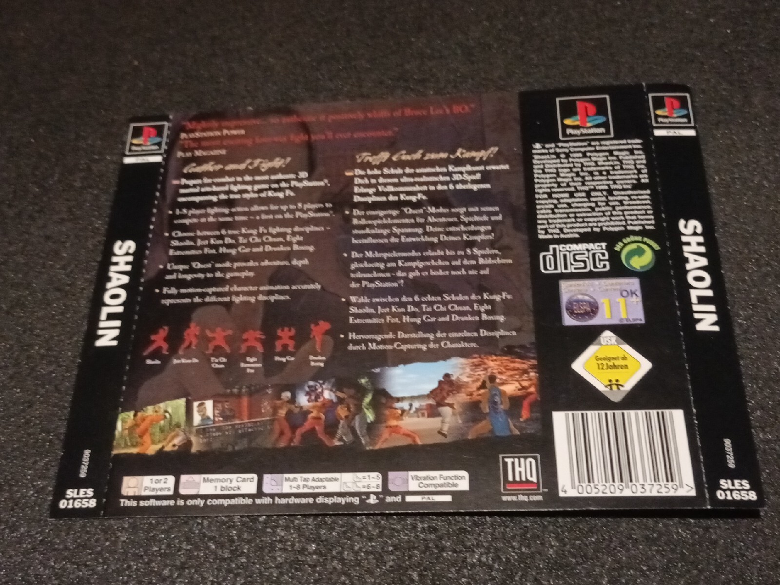 PS1 playstation 1 jaquette arriere shaolin