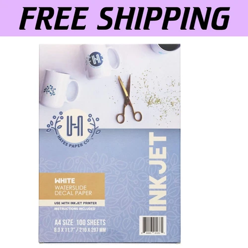 100 Sheets Inkjet White Waterslide Decal Paper A4 - Premium Transfer Quality