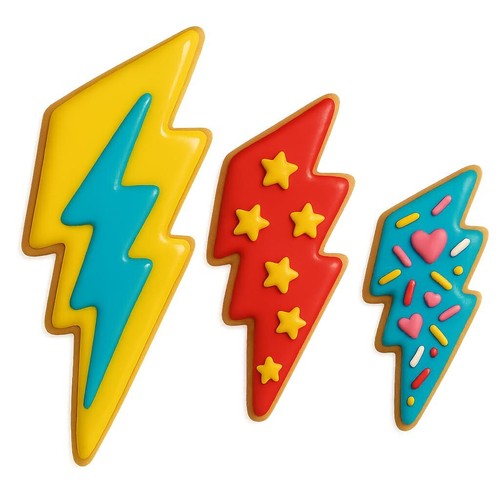 Mighty Gadget Lightning Bolt Cookie Cutter Set - 3 Sizes (4.5", 3.5", 2.5") - Picture 4 of 9