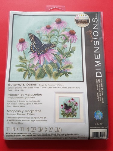 Dimensions 'Butterfly & Daisies' Counted Cross Stitch Kit, Multi-Colour