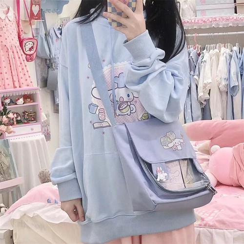 Cinnamoroll Cartoon Hooded Sweater Pullover Girls Thick Hoodie Blue Sweatshirt - Picture 2 of 9