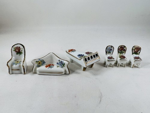 Miniature Dollhouse Porcelain Limoges style Furniture Pieces 6 pieces - Picture 1 of 24