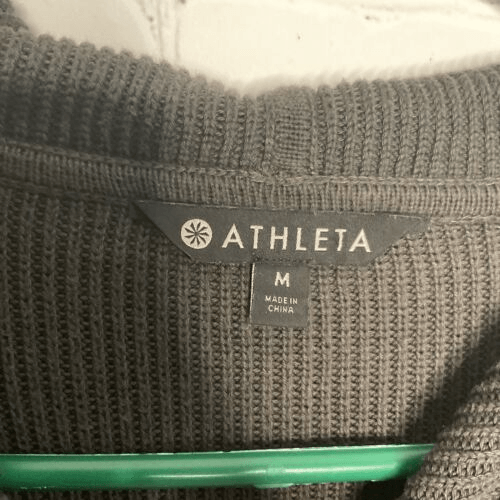 Athleta Medium Rest Day Hoodie Pullover Olive Green Hi Low Knit Sweater Raglan - Picture 6 of 12