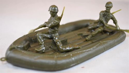 Marx US Rubber Raft & GI Oarsmen WWII D-DAY Green - Picture 2 of 4