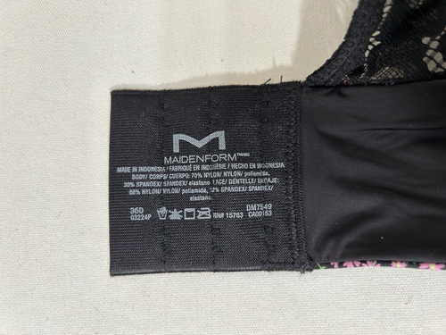 Maidenform Underwire T Shirt Bra 36D Convertible One Fab Black Floral DM7549 - Picture 6 of 12