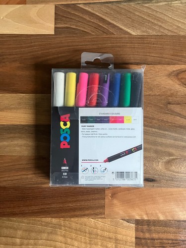 Uni Posca PC-1MR Paint Marker 8 Standard Colours 0.7mm Ultra Fine New - Picture 3 of 3