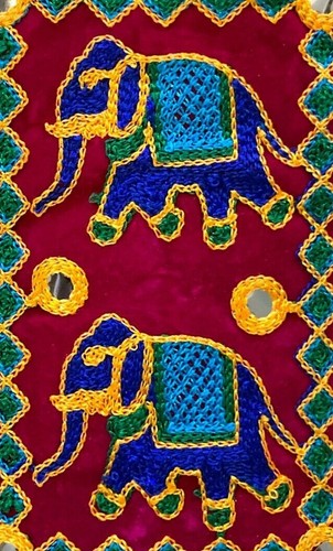 Elephant Crossbody Handbag Handmade Indian Embroidery 7.75"x4.5" Boho Gypsy - Imagen 2 de 8