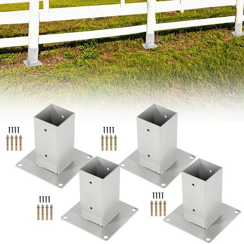 4x Aufschraubhülse Pfosten Pfostenschuh Eisen Pfostenträger Bodenhülse 70-120MM