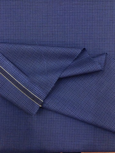 ERMENEGILDO ZEGNA SUITING FABRIC 130s WOOL Navy Blue Small Gingham Check 3,9m - Picture 5 of 12