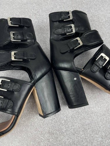 Laurence Dacade Leather Heels Sandals Gladiator Black Size 37 1/2 - Picture 9 of 19