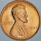 1937 P Lincoln Wheat Cent Red Brilliant Uncirculated Penny Bu 1¢ Copper Coin