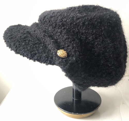 De colección Ralph Lauren Boina Negra Tejida Gorra de Newsboy Lana/Mohair/Acrílico Talla Única - Imagen 2 de 10