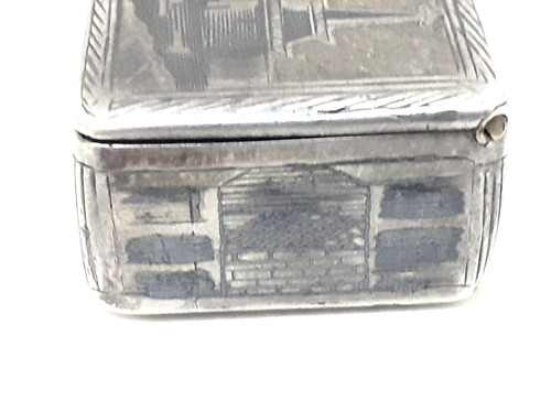 Magnificent Small Rectangular Solid Silver Snuffbox in Nielloed Very Rare - Imagen 4 de 12