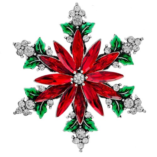 Schneeflocke Anstecknadel Weihnachten rot und grün Broschen Zubehör Party Deko - Bild 19 von 26