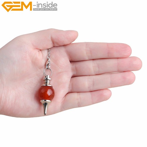 Pendant 7 Chakra Crystal Healing Reiki Dowsing Necklace Chain Natural Ball Shape - Picture 60 of 60