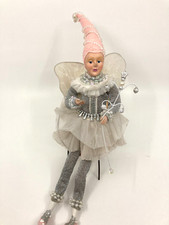 Christmas Jester Elf Pixie Shelf Sitter Fairy Poseable Doll 17"
