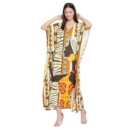 Women Casual Maxi Long Kaftan Kimono Sleeve Plus Size Dresses V Neck Nightgown - Picture 408 of 642