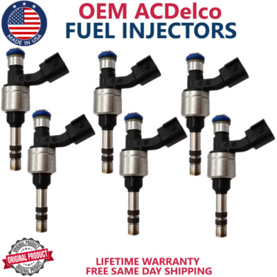 x6 NEW OEM ACDelco Fuel Injectors For 2010, 2011 Cadillac CTS 3.0L, 3.6L V6