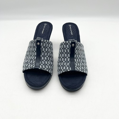 Rockport AdiPrene Emily Slip-on Slide Wedge Sandals Navy Women’s Size 8.5 New - Picture 3 of 8