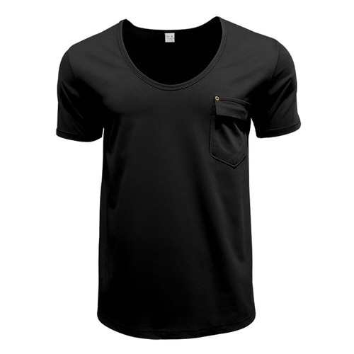 Camiseta Para Hombre Manga Corta Clásica Informal Suelta Cuello en V Camisas Pullover Bolsillos - Imagen 14 de 17