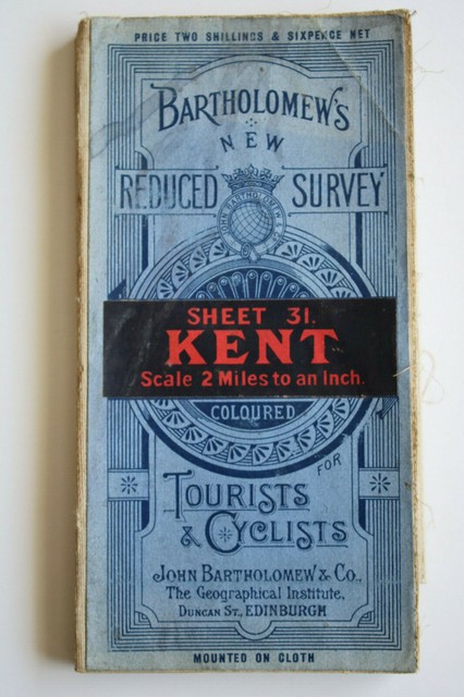 Kent foglio indagine ridotto di Bartholomew 31 turisti e ciclisti. Tessuto- Kent foglio indagine ridotto di Bartholomew 31 turisti e ciclisti. Tessuto-