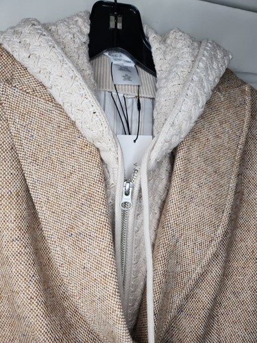 Suéter VERONICA BEARD Dickey SUDADERA CON CAPUCHA Piedra Blanco Beige Ligero STASIA NUEVO CON ETIQUETAS - Imagen 7 de 13