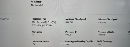 Dell Precision 5560 8Cor i7-11850H 512GB SSD 32GB RAM NVIDIA A2000 4GB Grade B - Picture 11 of 19