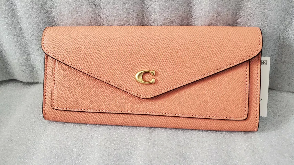 NWT COACH C2326 Wyn Crossgrain Leather Wallet in Light Coral A