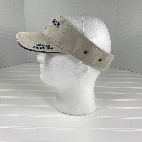 Myrtle Beach South Carolina Baseball Sun Khaki Visor Cap Hat With American Flags - Picture 5 of 9