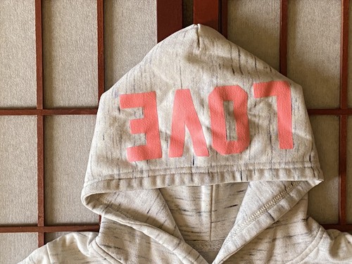 Reflex Kids Gray Kangaroo Pouch Pullover Hoodie w Pink Love Graphic Girl Size 16 - Picture 4 of 7