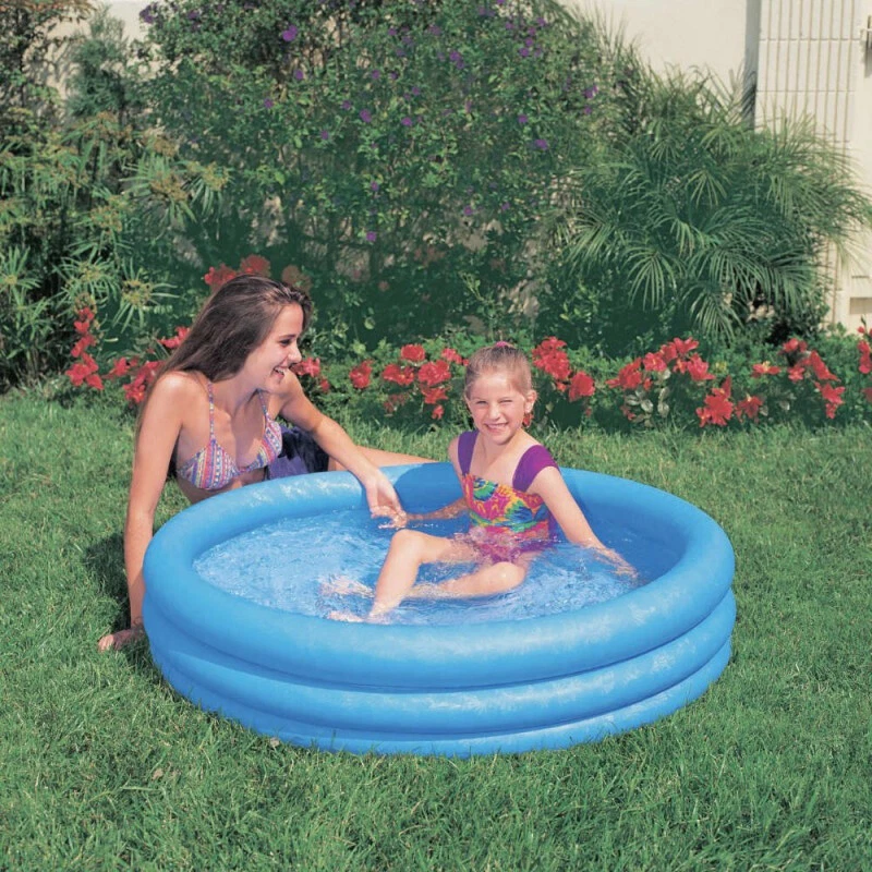 Baby Pool Kinder Planschbecken Badespaß aufblasbarer Boden Schwimmbecken Blau - Bild 2 von 2