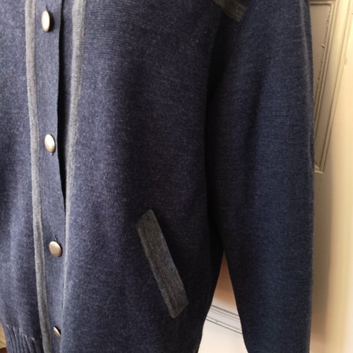 The Territory Ahead Cardigan Sweater Size L Blue Button Wool Elbow Patch Vtg - Picture 2 of 7