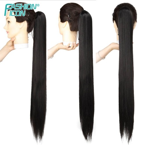 Long Straight Synthetic Drawstring Ponytail 30inch Fiber Clip in Hair Extensions - Picture 3 of 32