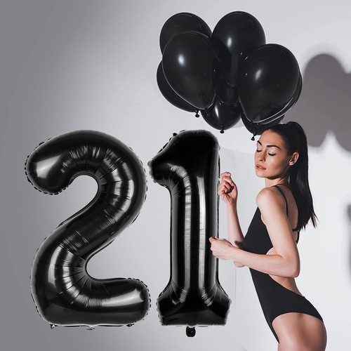 Huge Black Balloon Number 2140 Inch Black 21st Mylar Foil Helium Birthday Dec... - Picture 5 of 6