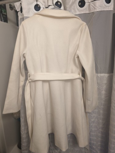 Kate Kasin White Women A Line Peacoat Coat Belted Notch Lapel Overcoat | Size: S - Bild 6 von 6