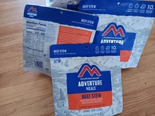 3 Pouches Mountain House Adventure Beef Stew 6 Servings Survival Food Freeze Dry