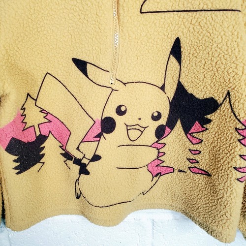 Pokemon Pikachu Fleece Sweatshirt Girls Size Large 10/12 Yellow Zip Up Pullover - Picture 5 of 11