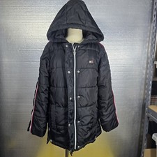 Tommy Hilfiger Black Fleece Lined Hooded Puffer Jacket Youth L 12/14 Preowned.
